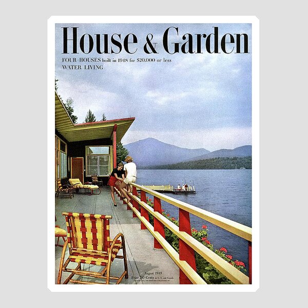 House & Garden Cover Of Women Sitting On The Deck Sticker