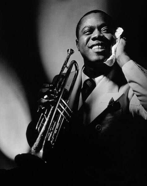 Louis Armstrong Holding A Trumpet Art Print