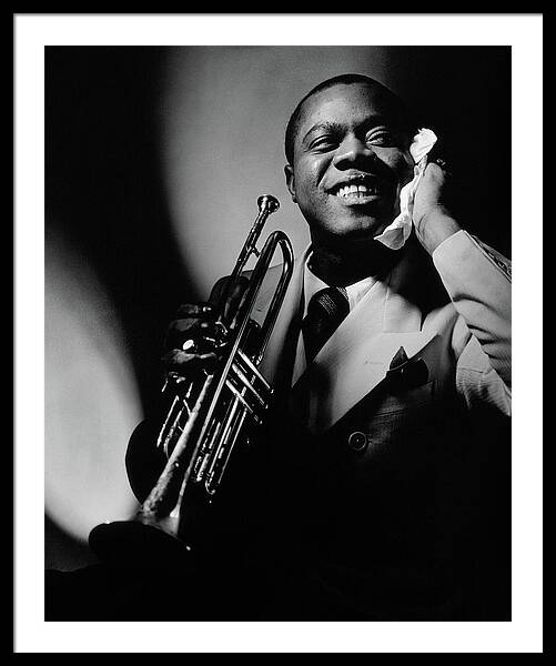 Louis Armstrong Holding A Trumpet Framed Print