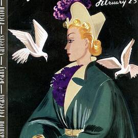 Mademoiselle Cover Featuring A Model In A Green by Elizabeth Dauber