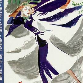 Mademoiselle Cover Featuring A Model With A Dog by Elizabeth Dauber