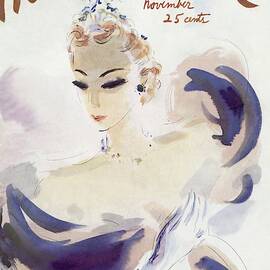 Mademoiselle Cover Featuring A Woman In A Gown by Helen Jameson Hall