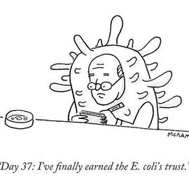 Man taken over by E.coli writes in a journal. by John McNamee