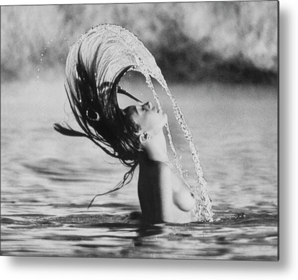 Marisa Berenson Flipping Her Hair In Water Metal Print