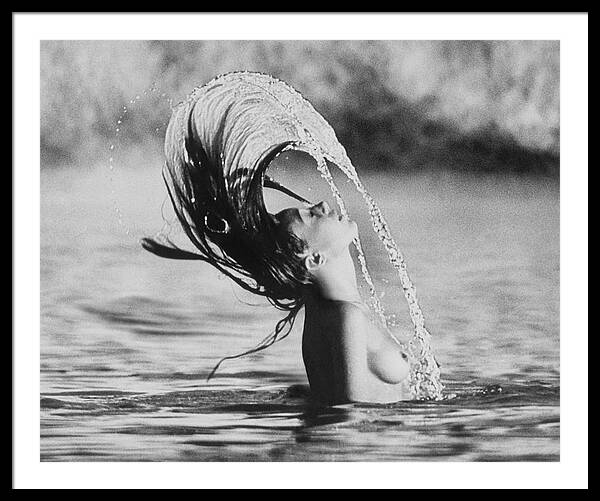 Marisa Berenson Flipping Her Hair In Water Framed Print
