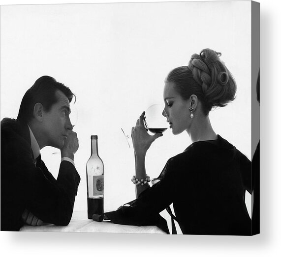 Man Gazing At Woman Sipping Wine Acrylic Print