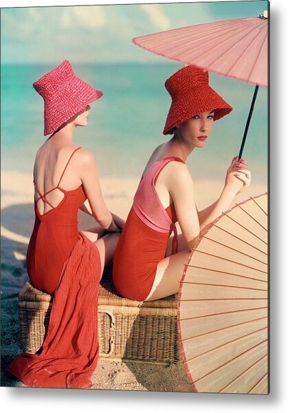 Models At A Beach Metal Print