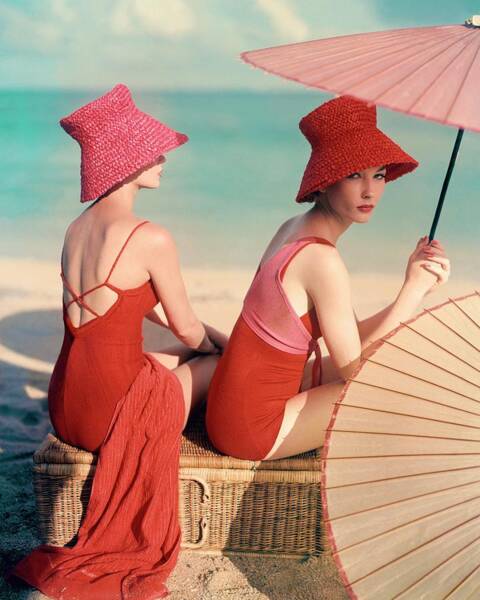 Models At A Beach Art Print