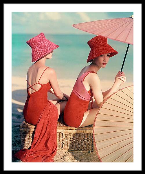 Models At A Beach Framed Print