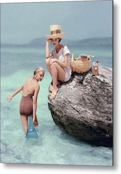 Models At A Beach Metal Print