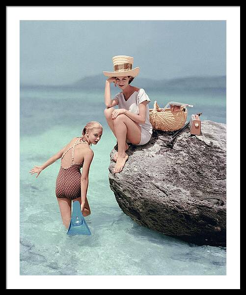 Models At A Beach Framed Print