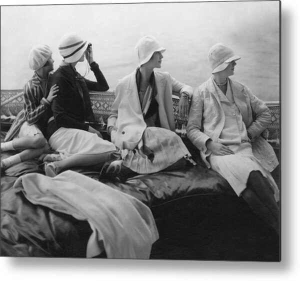 Models On A Yacht Metal Print