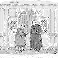 Old Woman Is Talking To A Priest In Front