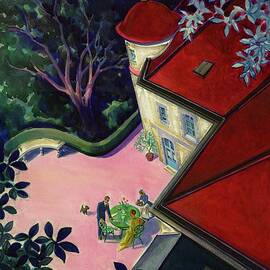 Painting Of A House With A Patio by Walter Buehr