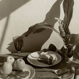 Still Life Of Table Setting With Fruit by Horst P Horst