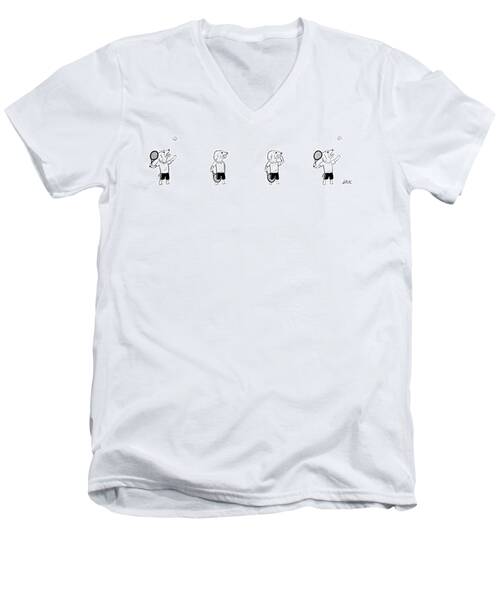 Tennis Dog Men's V-Neck T-Shirt