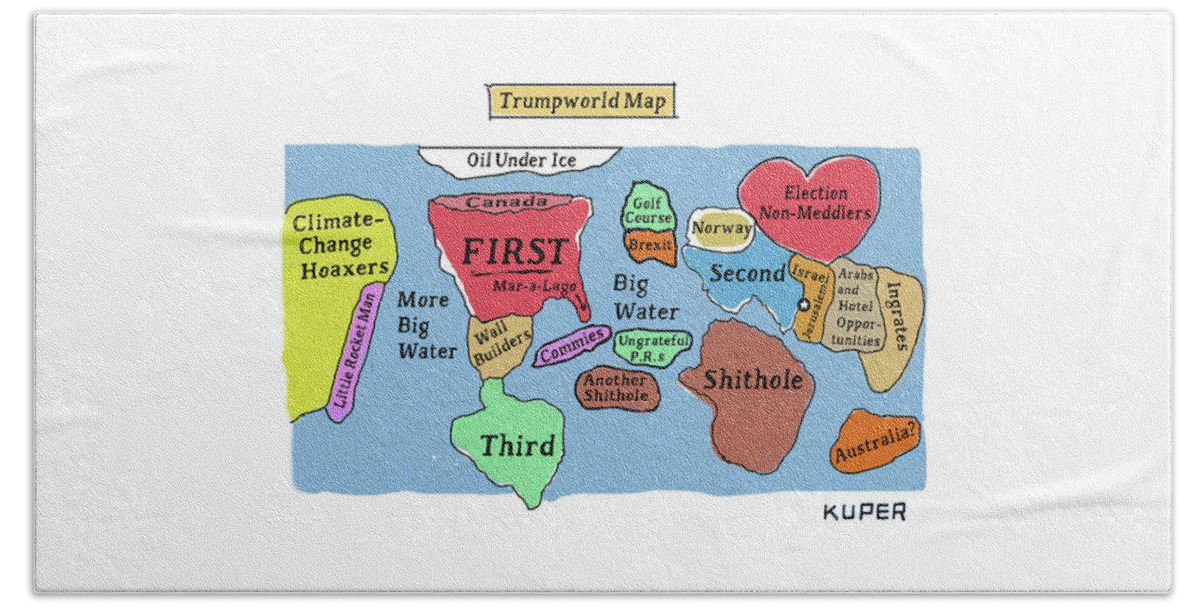 Trumpworld Map Bath Towel