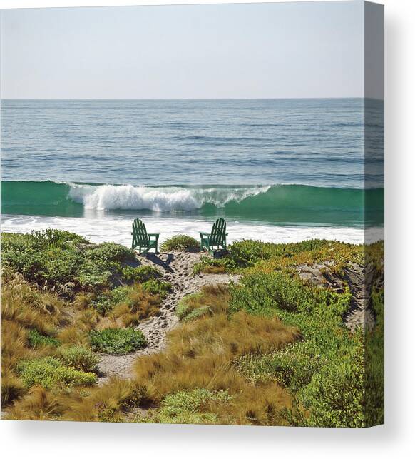 Two Chairs on the Beach in Malibu Canvas Art Print by David O Marlow