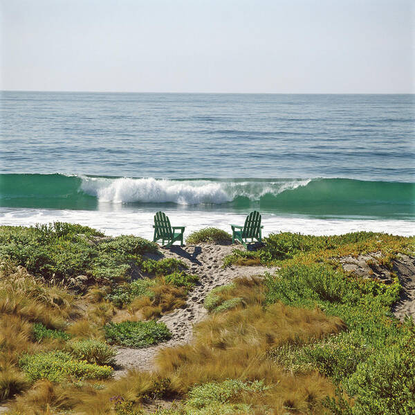 Two Chairs On The Beach In Malibu Art Print