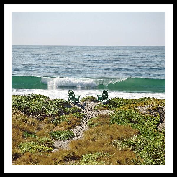 Two Chairs On The Beach In Malibu Framed Print