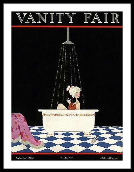 Vanity Fair Cover Featuring A Woman In A Bathtub Framed Print