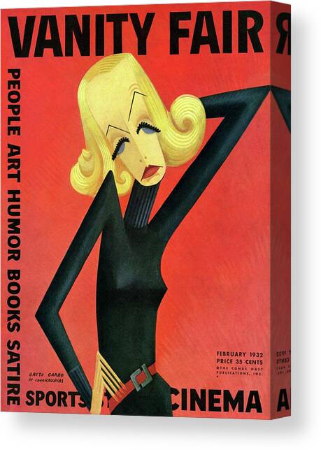 Vanity Fair Cover Featuring Greta Garbo Canvas Art Print by Miguel Covarrubias