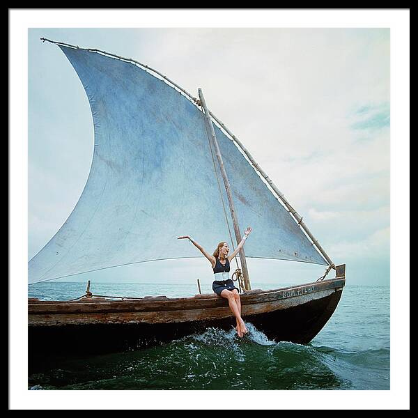 Veruschka Von Lehndorff Sitting On Edge Framed Print